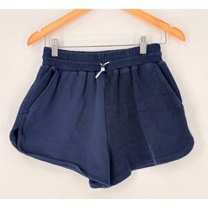 STAUD Women's Navy Blue Terry Cloth Shorts with Elastic Waistband